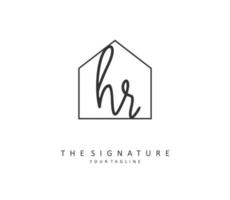 HR Initial letter handwriting and  signature logo. A concept handwriting initial logo with template element. vector