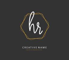 HR Initial letter handwriting and  signature logo. A concept handwriting initial logo with template element. vector