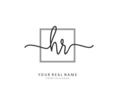 HR Initial letter handwriting and  signature logo. A concept handwriting initial logo with template element. vector