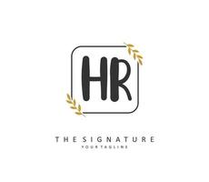 HR Initial letter handwriting and  signature logo. A concept handwriting initial logo with template element. vector