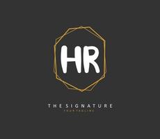 HR Initial letter handwriting and  signature logo. A concept handwriting initial logo with template element. vector