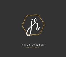 JR Initial letter handwriting and  signature logo. A concept handwriting initial logo with template element. vector