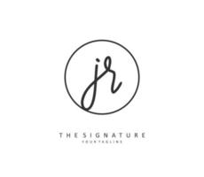 JR Initial letter handwriting and  signature logo. A concept handwriting initial logo with template element. vector
