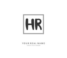 HR Initial letter handwriting and  signature logo. A concept handwriting initial logo with template element. vector