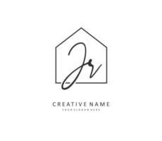 JR Initial letter handwriting and  signature logo. A concept handwriting initial logo with template element. vector