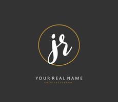 JR Initial letter handwriting and  signature logo. A concept handwriting initial logo with template element. vector