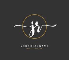 JR Initial letter handwriting and  signature logo. A concept handwriting initial logo with template element. vector