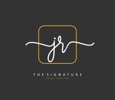 JR Initial letter handwriting and  signature logo. A concept handwriting initial logo with template element. vector