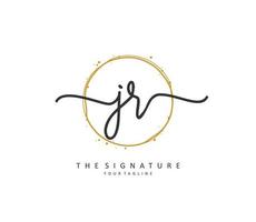 JR Initial letter handwriting and  signature logo. A concept handwriting initial logo with template element. vector