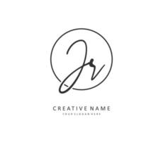 JR Initial letter handwriting and  signature logo. A concept handwriting initial logo with template element. vector