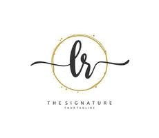 LR Initial letter handwriting and  signature logo. A concept handwriting initial logo with template element. vector