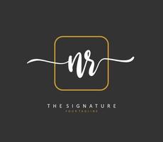 NR Initial letter handwriting and  signature logo. A concept handwriting initial logo with template element. vector
