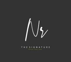 NR Initial letter handwriting and  signature logo. A concept handwriting initial logo with template element. vector