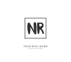 NR Initial letter handwriting and  signature logo. A concept handwriting initial logo with template element. vector