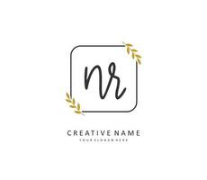 NR Initial letter handwriting and  signature logo. A concept handwriting initial logo with template element. vector