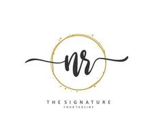 NR Initial letter handwriting and  signature logo. A concept handwriting initial logo with template element. vector