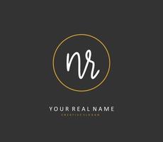 NR Initial letter handwriting and  signature logo. A concept handwriting initial logo with template element. vector