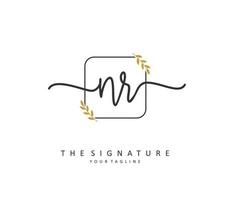 NR Initial letter handwriting and  signature logo. A concept handwriting initial logo with template element. vector