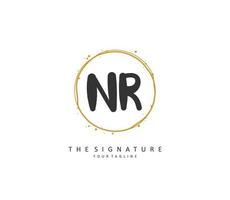 NR Initial letter handwriting and  signature logo. A concept handwriting initial logo with template element. vector