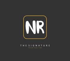 NR Initial letter handwriting and  signature logo. A concept handwriting initial logo with template element. vector
