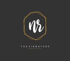 NR Initial letter handwriting and  signature logo. A concept handwriting initial logo with template element. vector