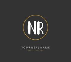 NR Initial letter handwriting and  signature logo. A concept handwriting initial logo with template element. vector