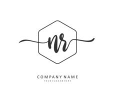 NR Initial letter handwriting and  signature logo. A concept handwriting initial logo with template element. vector