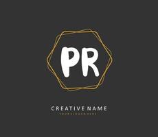 PR Initial letter handwriting and  signature logo. A concept handwriting initial logo with template element. vector