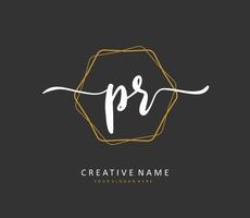 PR Initial letter handwriting and  signature logo. A concept handwriting initial logo with template element. vector