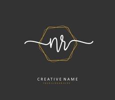 NR Initial letter handwriting and  signature logo. A concept handwriting initial logo with template element. vector