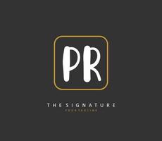 PR Initial letter handwriting and  signature logo. A concept handwriting initial logo with template element. vector