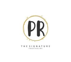 PR Initial letter handwriting and  signature logo. A concept handwriting initial logo with template element. vector