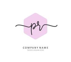 PR Initial letter handwriting and  signature logo. A concept handwriting initial logo with template element. vector