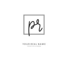 PR Initial letter handwriting and  signature logo. A concept handwriting initial logo with template element. vector