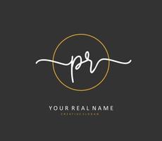 PR Initial letter handwriting and  signature logo. A concept handwriting initial logo with template element. vector