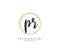 PR Initial letter handwriting and  signature logo. A concept handwriting initial logo with template element. vector