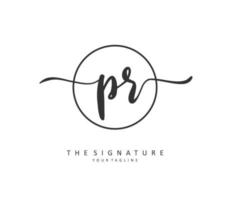 PR Initial letter handwriting and  signature logo. A concept handwriting initial logo with template element. vector