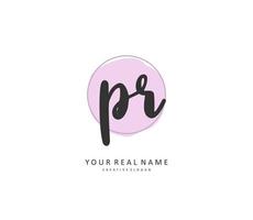 PR Initial letter handwriting and  signature logo. A concept handwriting initial logo with template element. vector