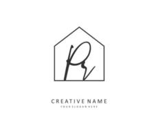 PR Initial letter handwriting and  signature logo. A concept handwriting initial logo with template element. vector