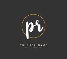 PR Initial letter handwriting and  signature logo. A concept handwriting initial logo with template element. vector