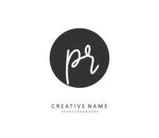 PR Initial letter handwriting and  signature logo. A concept handwriting initial logo with template element. vector