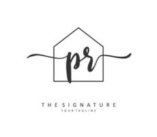 PR Initial letter handwriting and  signature logo. A concept handwriting initial logo with template element. vector