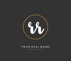 RR Initial letter handwriting and  signature logo. A concept handwriting initial logo with template element. vector