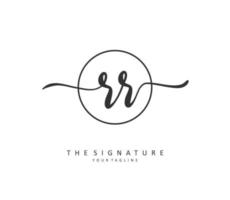 RR Initial letter handwriting and  signature logo. A concept handwriting initial logo with template element. vector