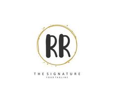 RR Initial letter handwriting and  signature logo. A concept handwriting initial logo with template element. vector