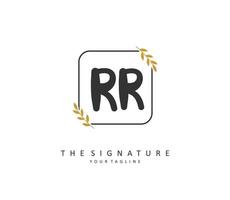 RR Initial letter handwriting and  signature logo. A concept handwriting initial logo with template element. vector
