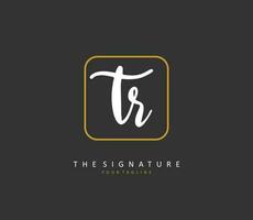 TR Initial letter handwriting and  signature logo. A concept handwriting initial logo with template element. vector