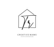 TR Initial letter handwriting and  signature logo. A concept handwriting initial logo with template element. vector