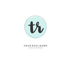 TR Initial letter handwriting and  signature logo. A concept handwriting initial logo with template element. vector