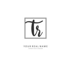 TR Initial letter handwriting and  signature logo. A concept handwriting initial logo with template element. vector